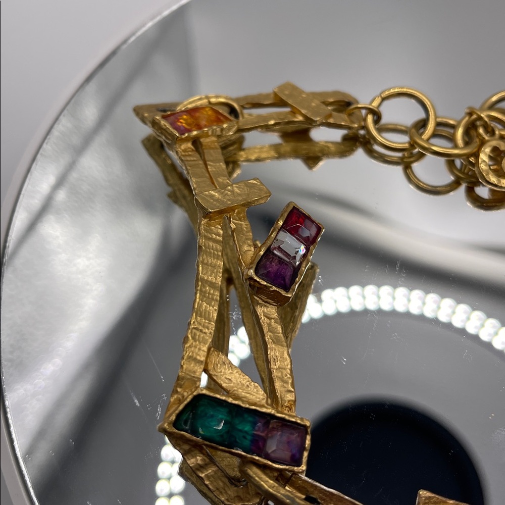 Vintage Christian Lacroix Colorful Gold-Tone Necklace and Clip-On Earrings Set - Picture 7 of 12